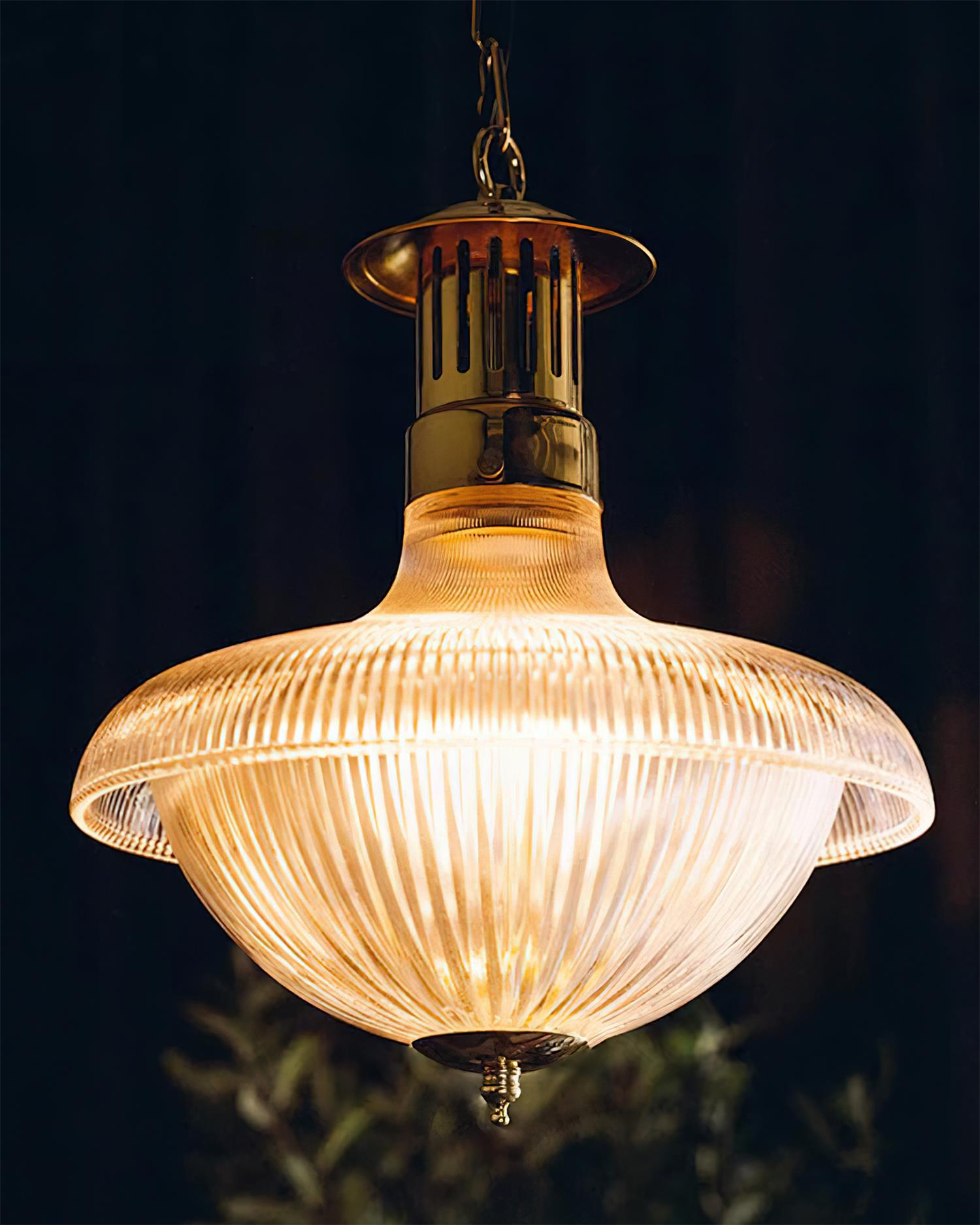 Lampada a sospensione Orvel in vetro trasparente rigato | Fioriscas