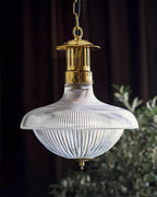 Lampada a sospensione Orvel in vetro trasparente rigato | Fioriscas