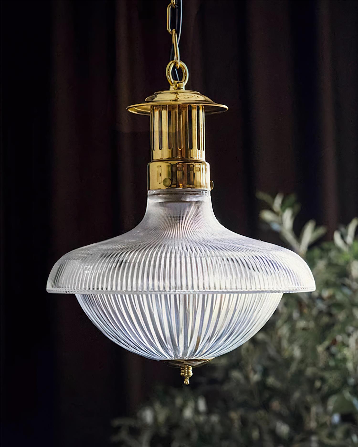 Lampada a sospensione Orvel in vetro trasparente rigato | Fioriscas