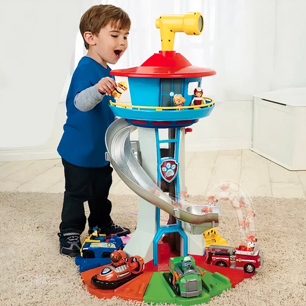 Kids Toy Car Playset With Slide Tower And Vehicle Garage