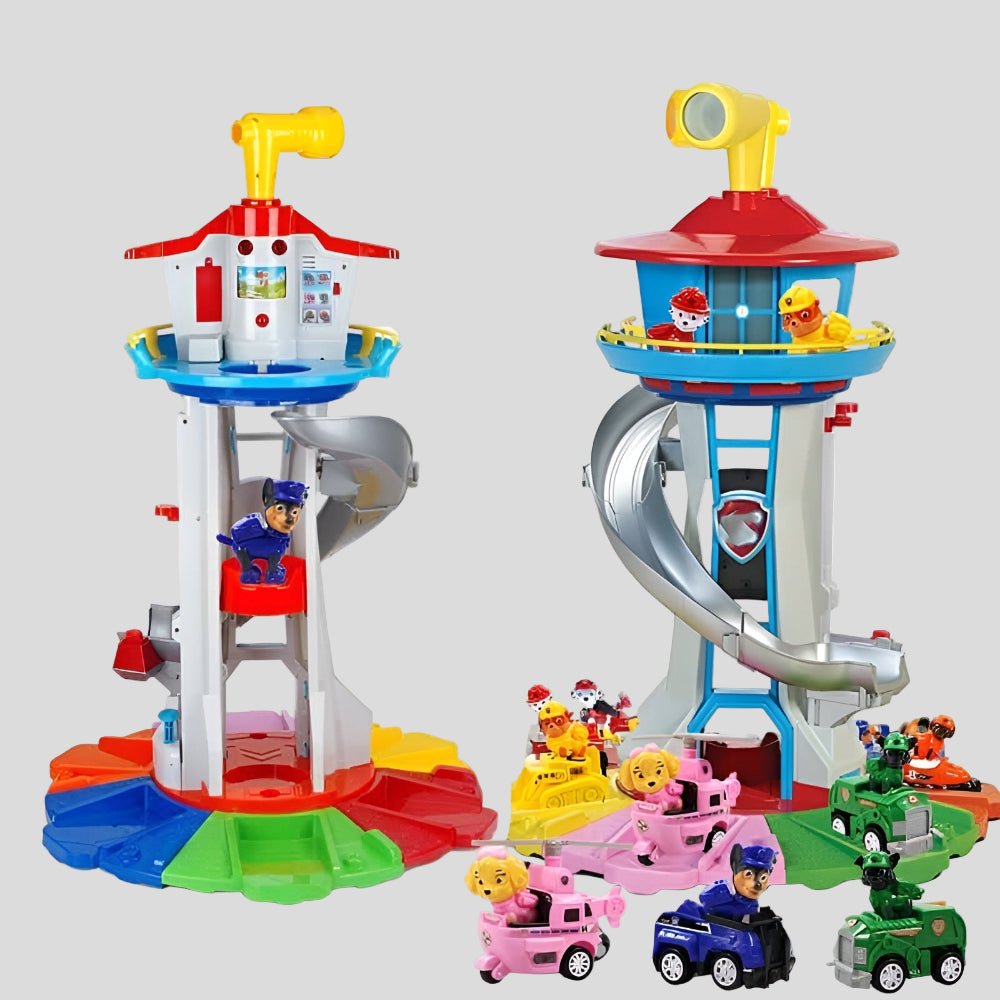 Kids Toy Car Playset With Slide Tower And Vehicle Garage