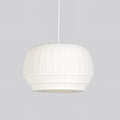 Pendant Lamp Silk Shade White Fabric Vertical Lines Soft Modern Minimalist - Neutralighting