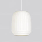 Pendant Lamp Silk Shade White Fabric Vertical Lines Soft Modern Minimalist - Neutralighting