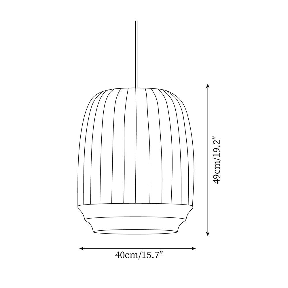 Suspension avec abat-jour en soie, tissu blanc à lignes verticales, style doux, moderne et minimaliste | Fioriscas