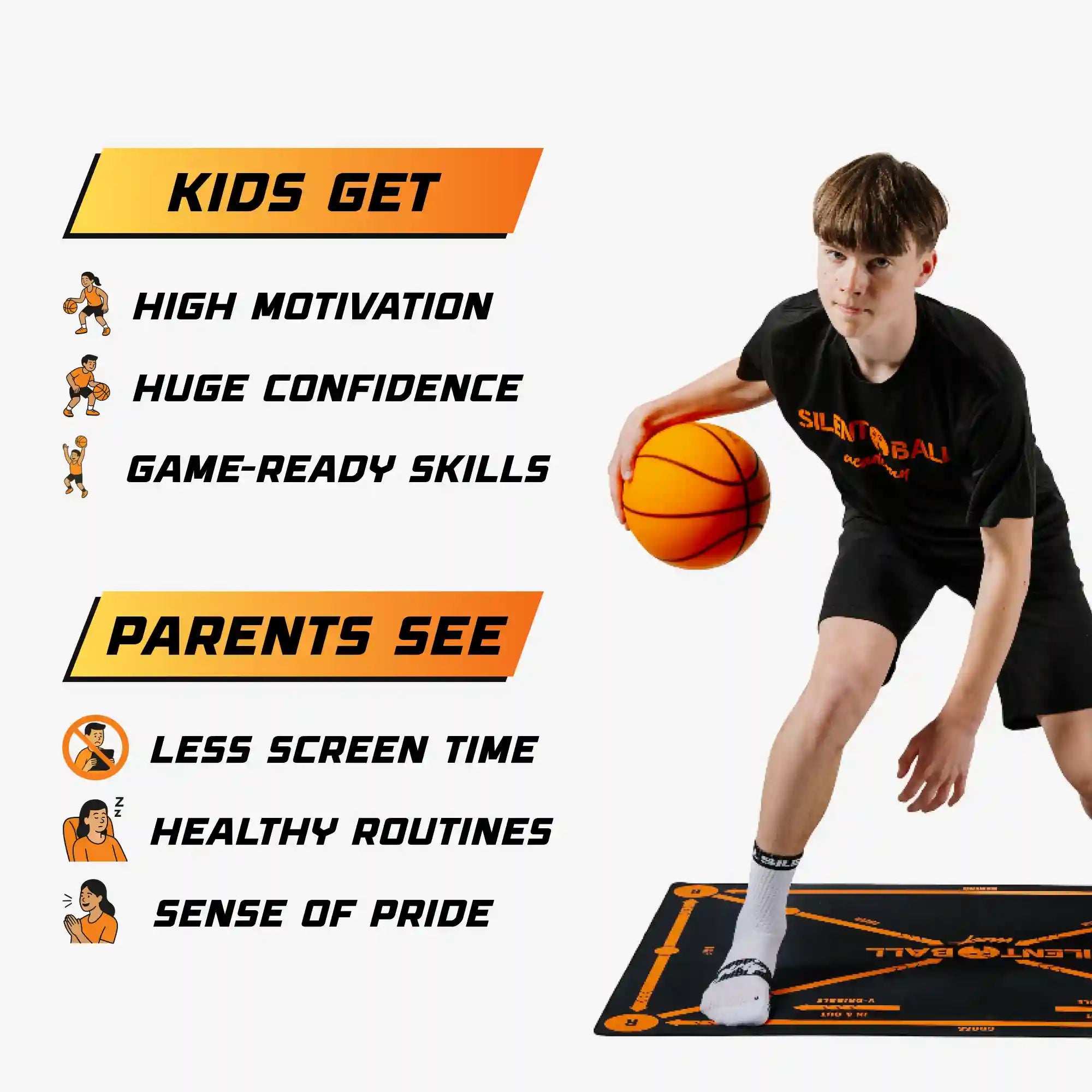 Dribble silencieux et maniement du ballon pour l’entraînement de basketball | Fioriscas