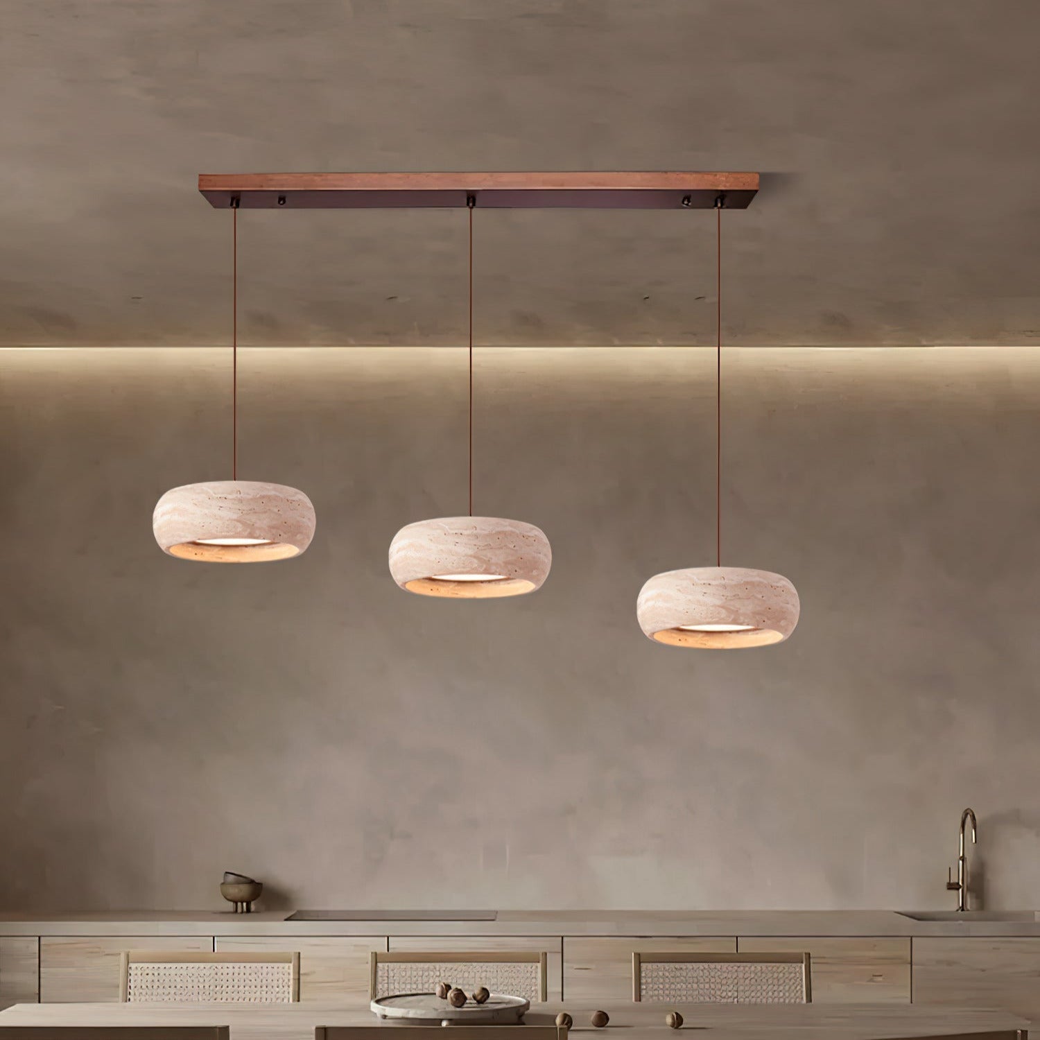 Ritta Donut-Shaped Pendant Lights Travertine | Fioriscas