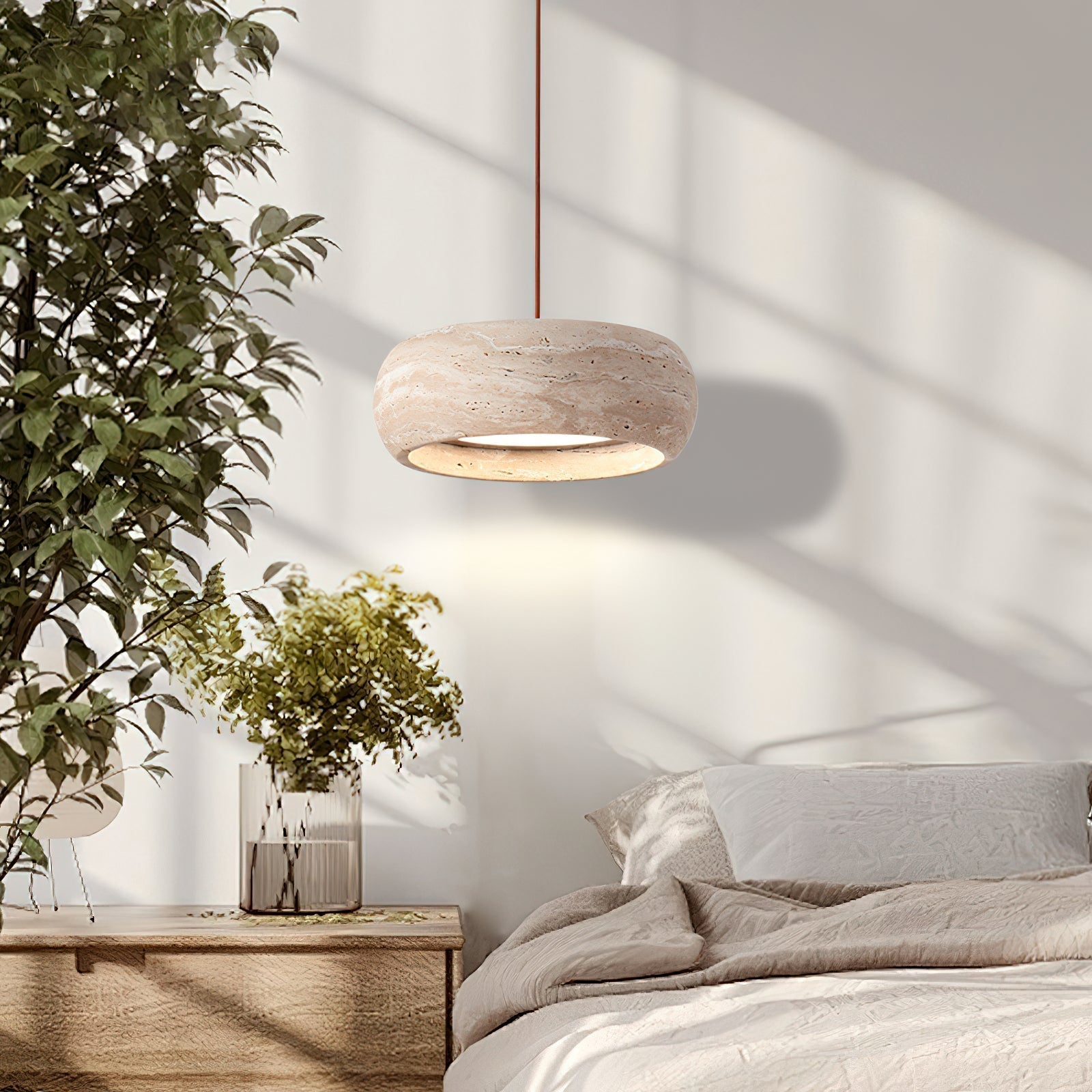 Ritta Donut-Shaped Pendant Lights Travertine | Fioriscas