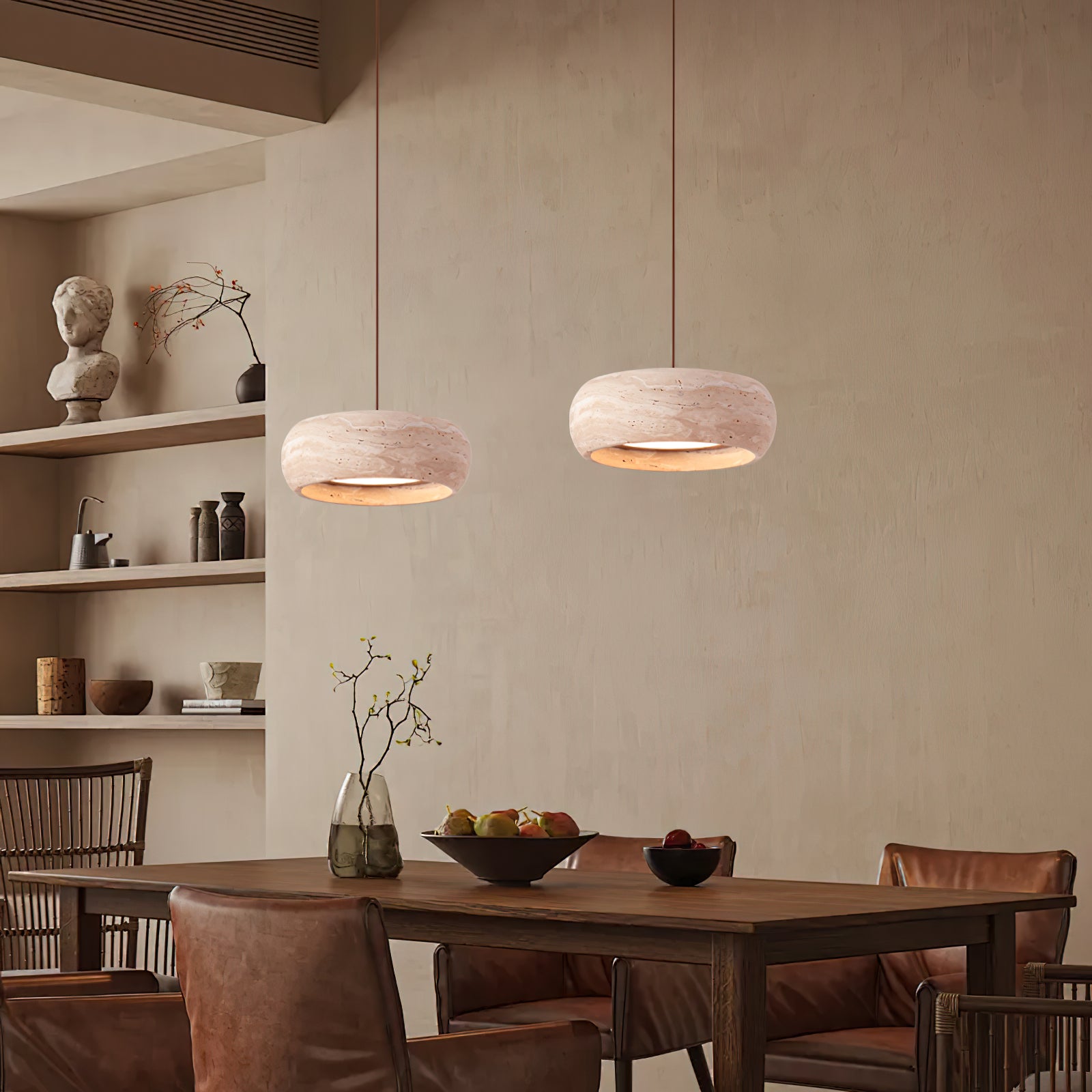 Ritta Donut-Shaped Pendant Lights Travertine | Fioriscas