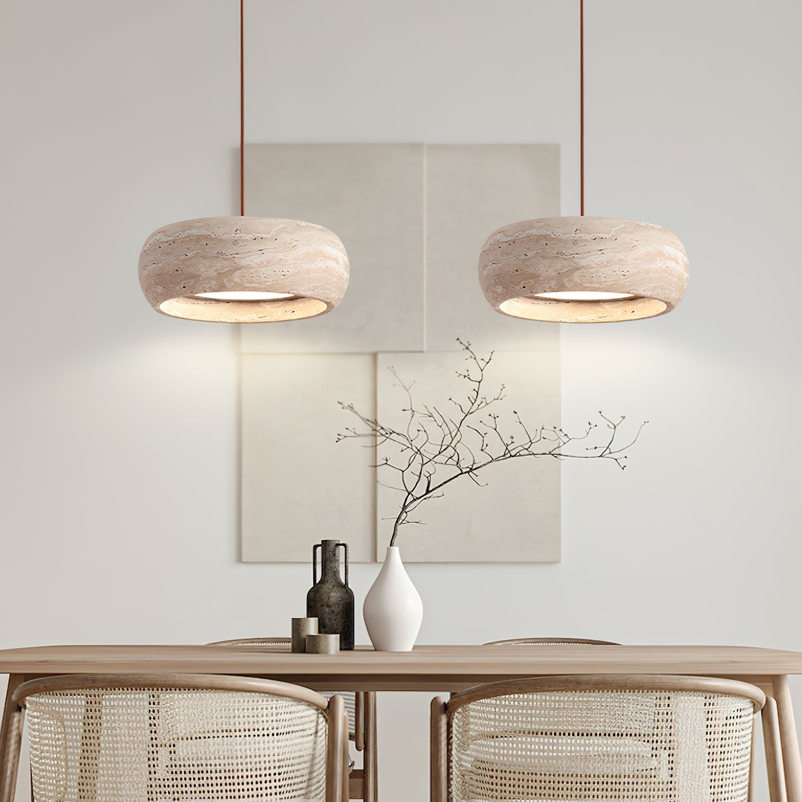 Ritta Donut-Shaped Pendant Lights Travertine | Fioriscas