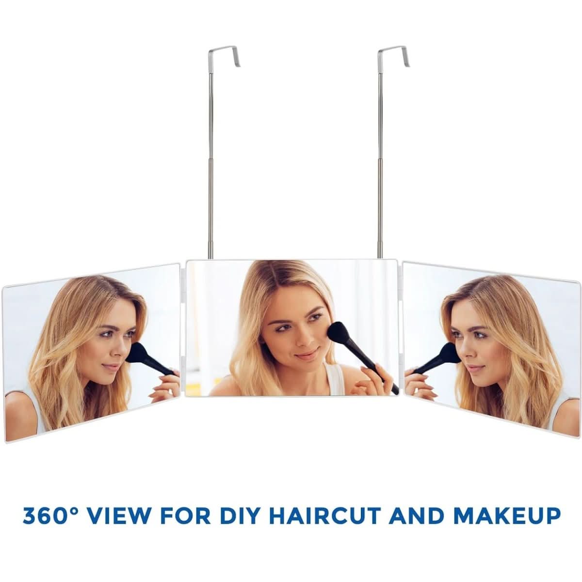Foldable 3-way mirror with hook for make-up, hair styling & shaving - Fioriscas