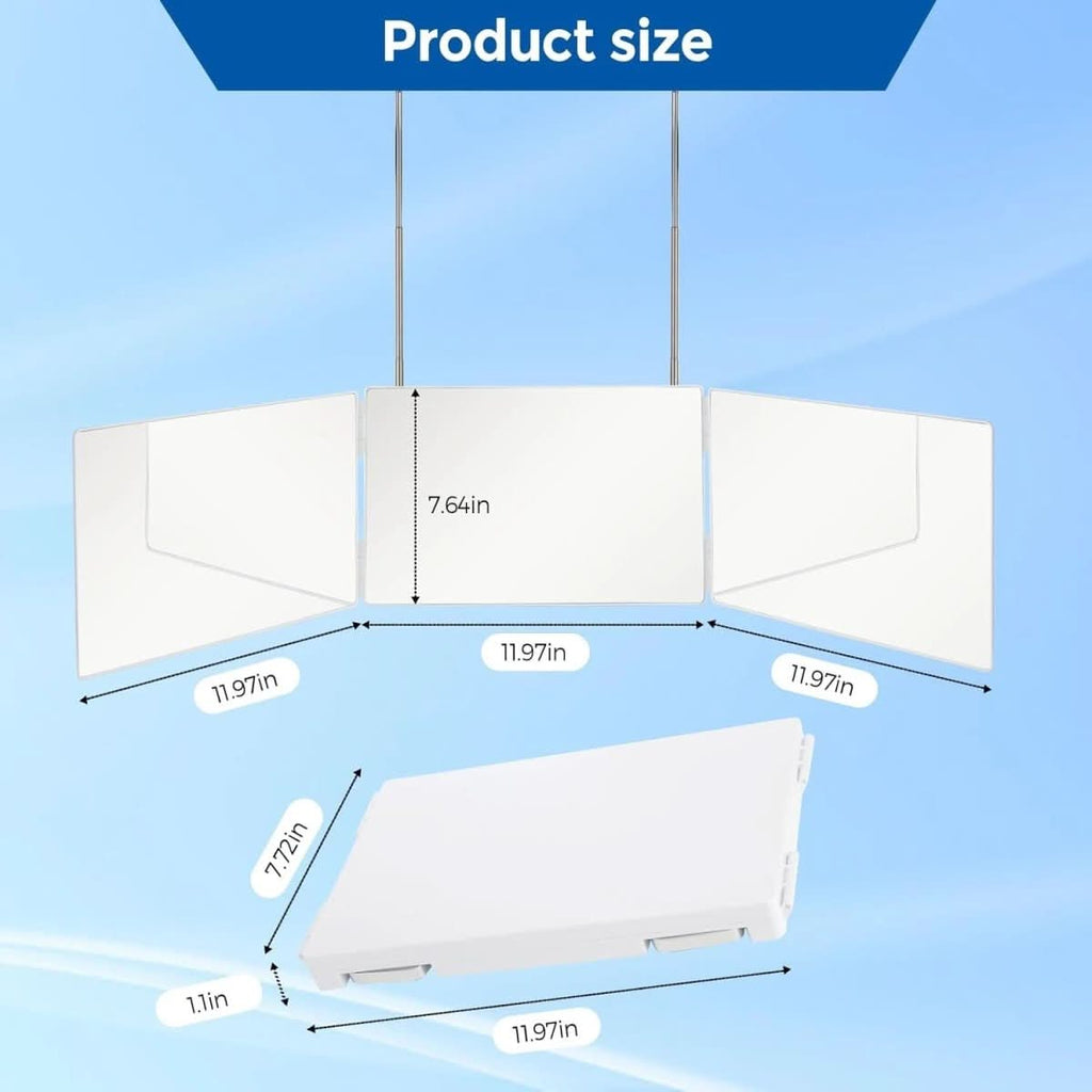Foldable 3-way mirror with hook for make-up, hair styling & shaving - Fioriscas