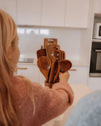 9-Piece Natural Teak Cooking Utensil Set | Fioriscas