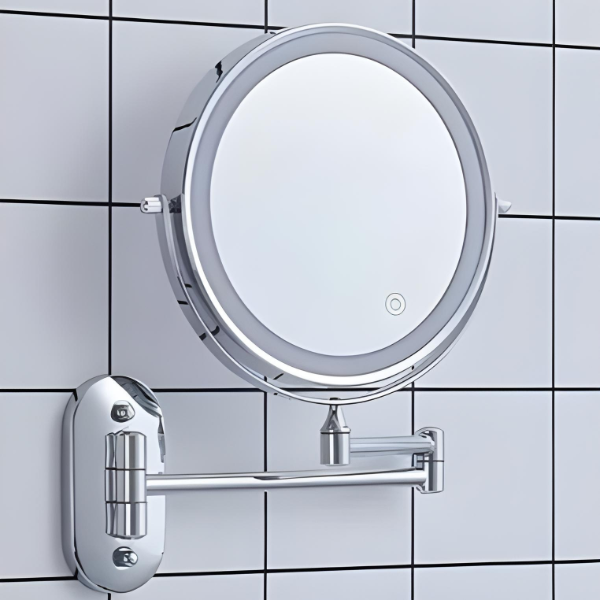 Lunicca LED Magnifying Wall Mirror, Rechargeable, Chrome Finish