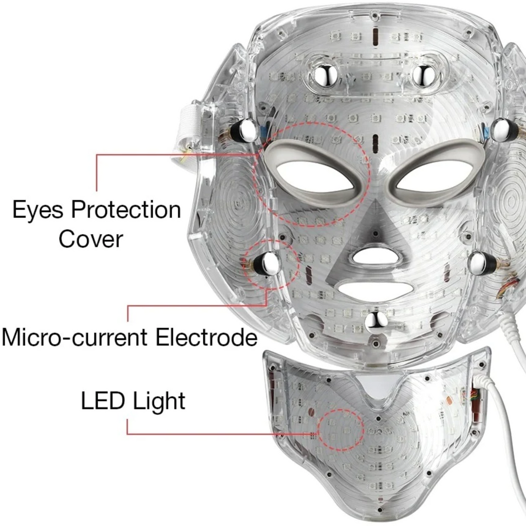 自宅用、首用パーツ付き7色LEDのPhoton LEDシワケアマスク | Fioriscas