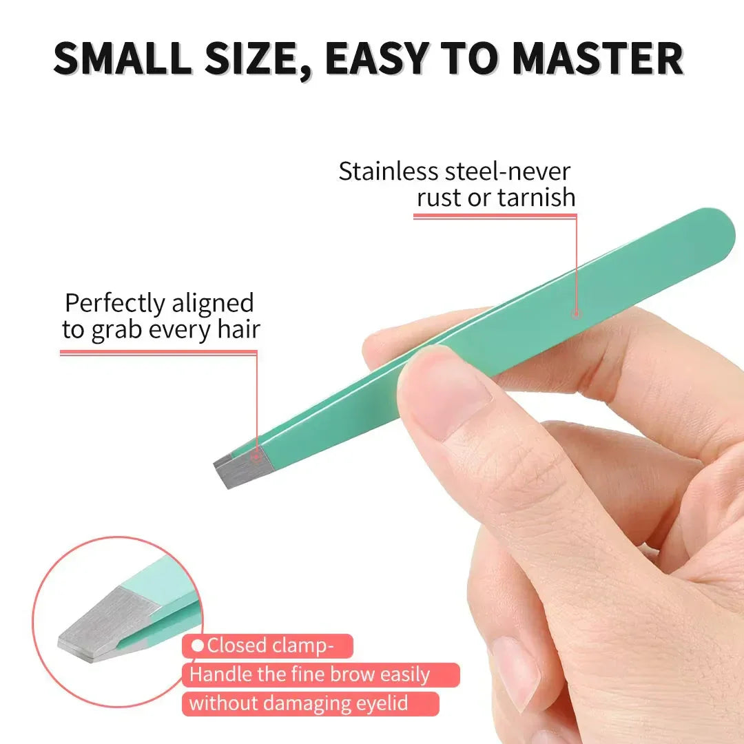 Precision Tweezers Set – 6-piece Eyebrow Kit with Travel Case