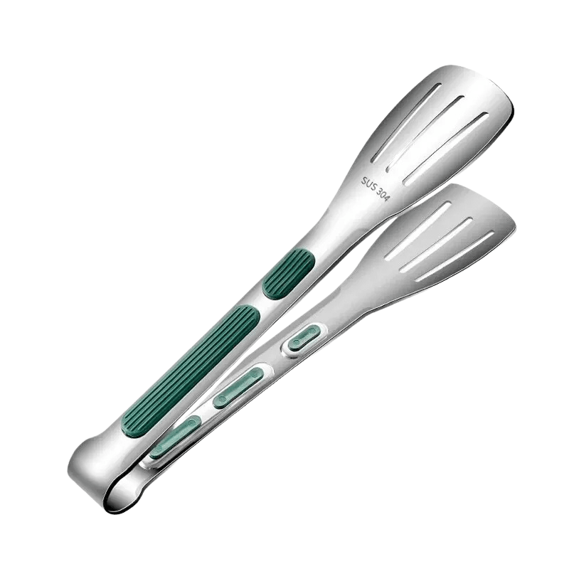 Non-slip stainless steel tongs for meat, salad & bread - Fioriscas