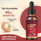 Gouttes liquides de poivre de Cayenne pour une circulation saine et le bien-être quotidien | Fioriscas