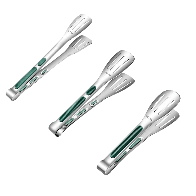 Non-slip stainless steel tongs for meat, salad & bread - Fioriscas