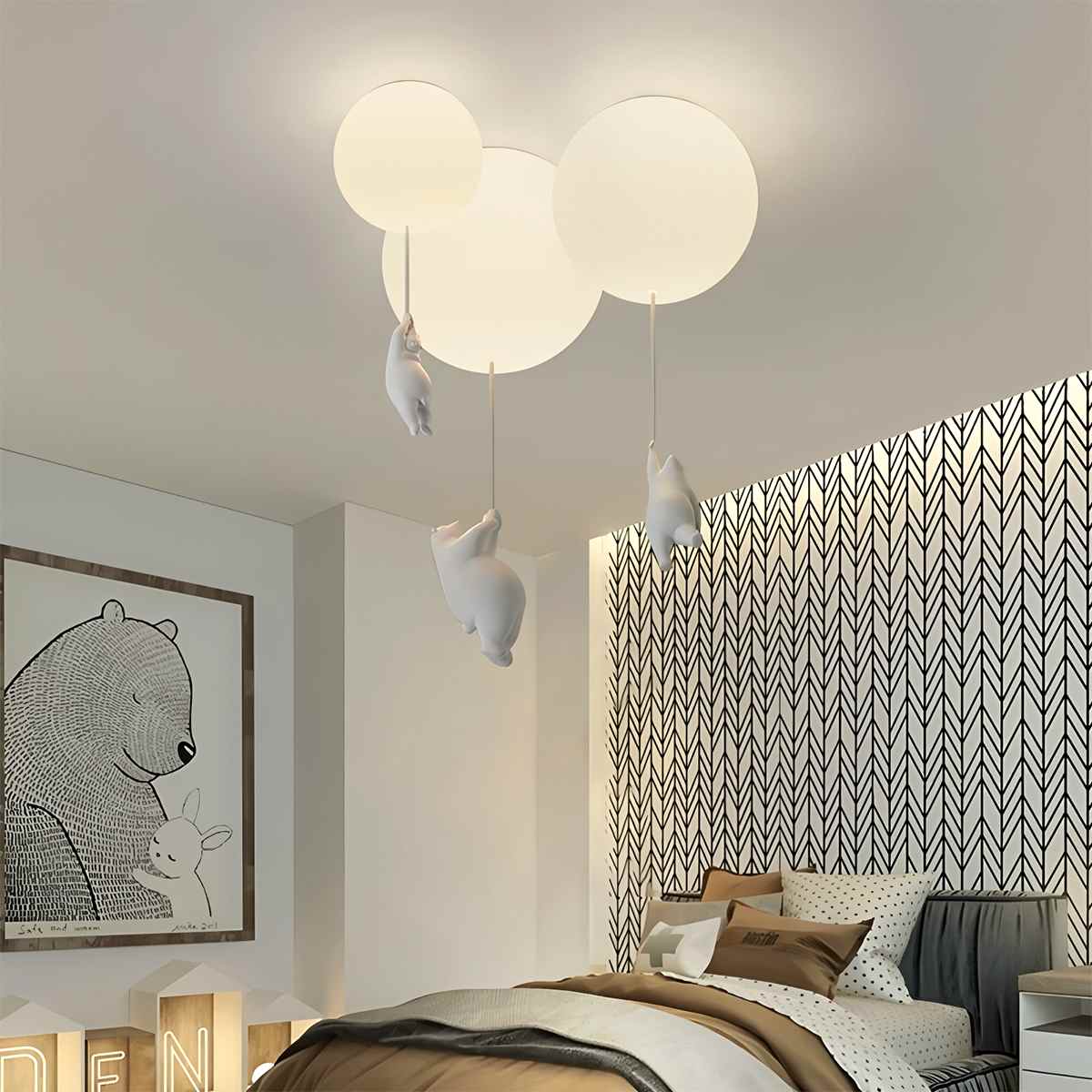 Lampada da Soffitto Bear Balloon per Cameretta, Carina Lampada Notturna Moderna  