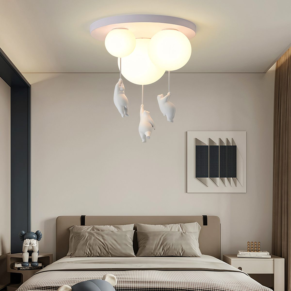 Lampada da Soffitto Bear Balloon per Cameretta, Carina Lampada Notturna Moderna  