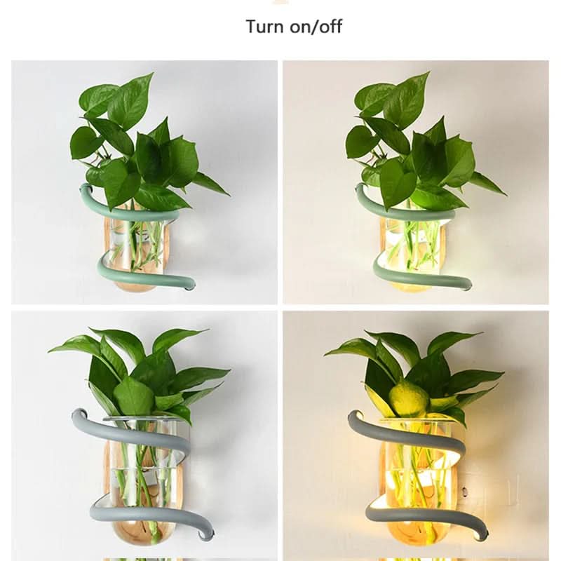 花瓶ホルダー内蔵の木製LED壁掛けライト - Fioriscas