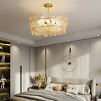 Lampada da Soffitto Copper Blossom in Vetro con Paralume a Petali e Finitura Rame  