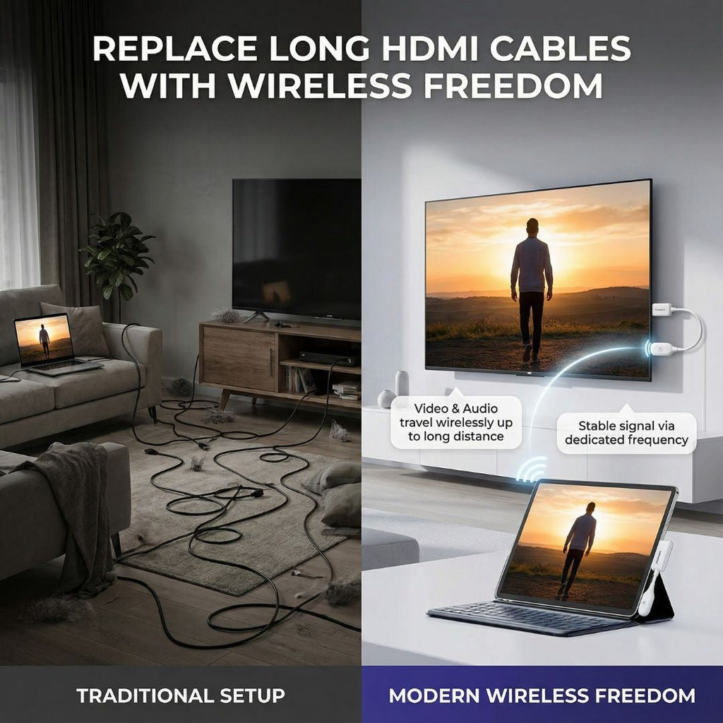 Bezdrátová sada HDMI vysílače a přijímače typu plug-and-play | Fioriscas
