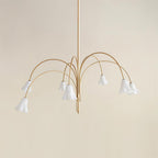 Chandelier Flower-Shaped Glass Shades on Gold Metal Arms for Dining - Neutralighting