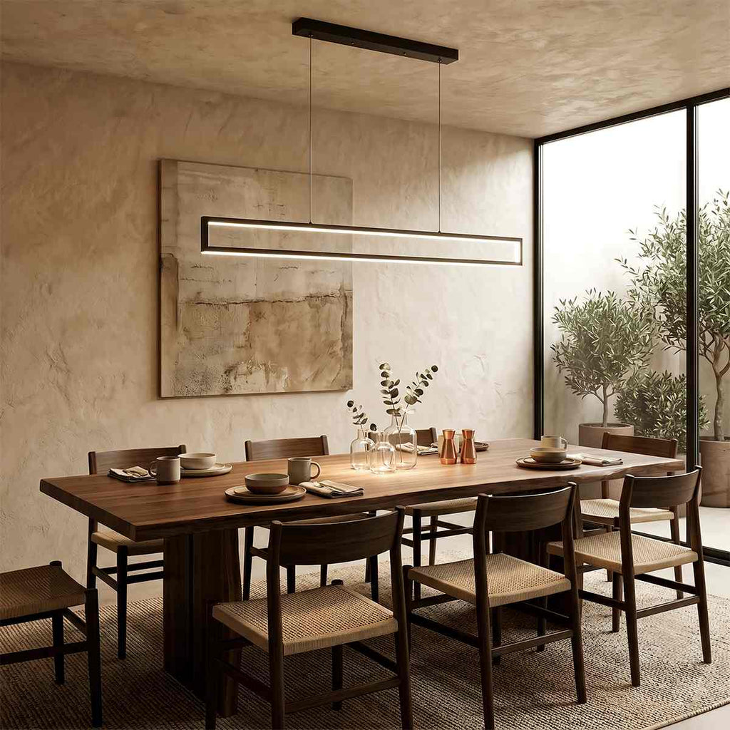 NoirLumen Matte Black Chandelier With Adjustable Height For Dining Rooms And Entryways