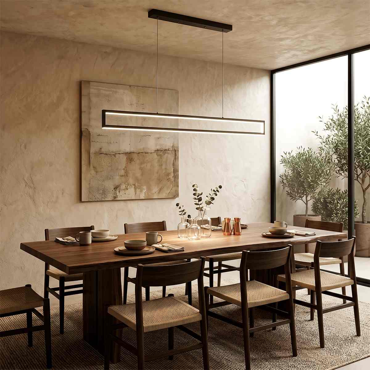 NoirLumen Matte Black Chandelier With Adjustable Height For Dining Rooms And Entryways