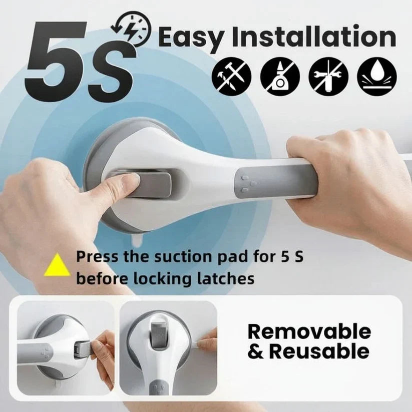 Secure Suction Shower Grab Bar for Safe Bathroom Support | Fioriscas