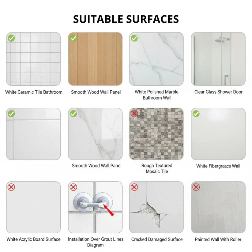 Secure Suction Shower Grab Bar for Safe Bathroom Support | Fioriscas
