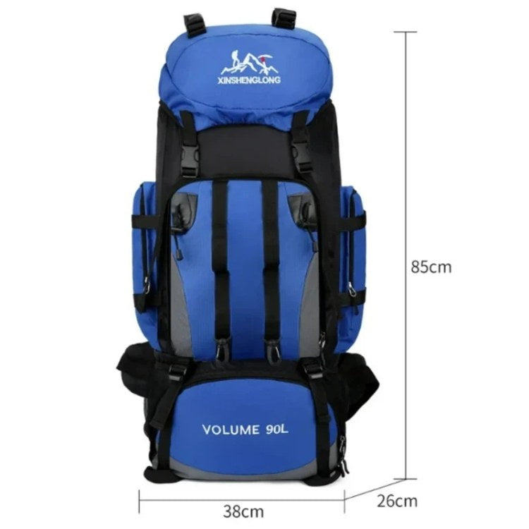 Ultralichte wandelrugzak van 90 liter, waterdicht ripstopmateriaal met regenhoes