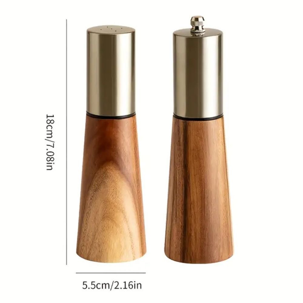 Set elegante di macinapepe e saliera in legno - Fioriscas