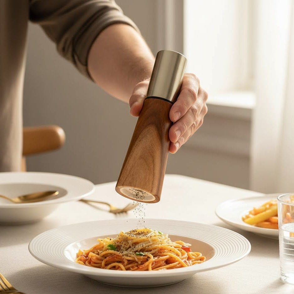 Set elegante di macinapepe e saliera in legno - Fioriscas