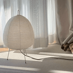 Kirei Wabi-Sabi Table Lamp, Handmade Rice Paper Shade, Iron Tripod