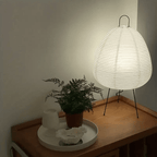 Kirei Wabi-Sabi Table Lamp, Handmade Rice Paper Shade, Iron Tripod