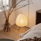 Kirei Wabi-Sabi Table Lamp, Handmade Rice Paper Shade, Iron Tripod