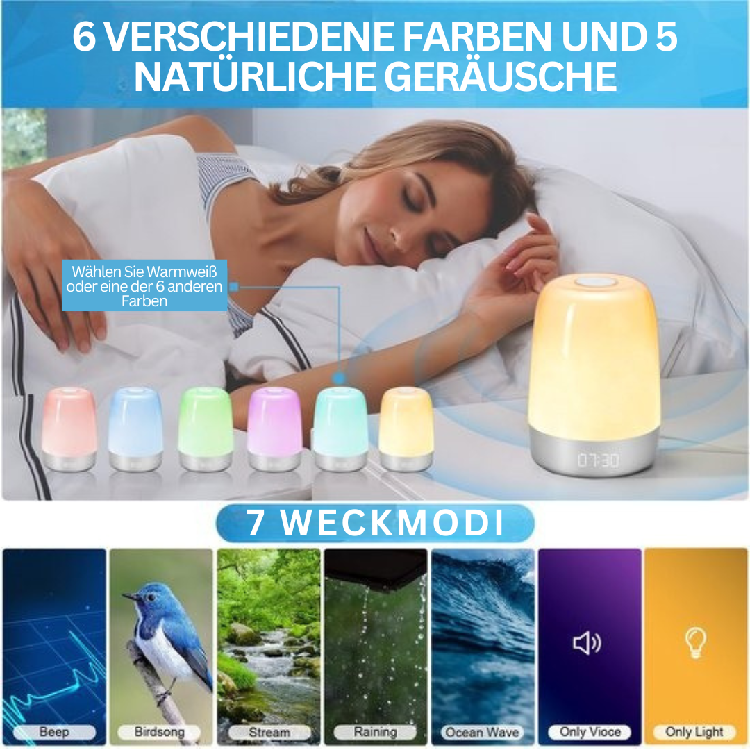 Aurora väckarklocka med ljus, mjuk väckning och naturljud för hektiska morgnar | Fioriscas