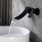 Wall-Mounted Waterfall Bathroom Faucet, Single-Lever Matte Black