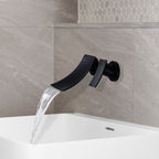 Wall-Mounted Waterfall Bathroom Faucet, Single-Lever Matte Black