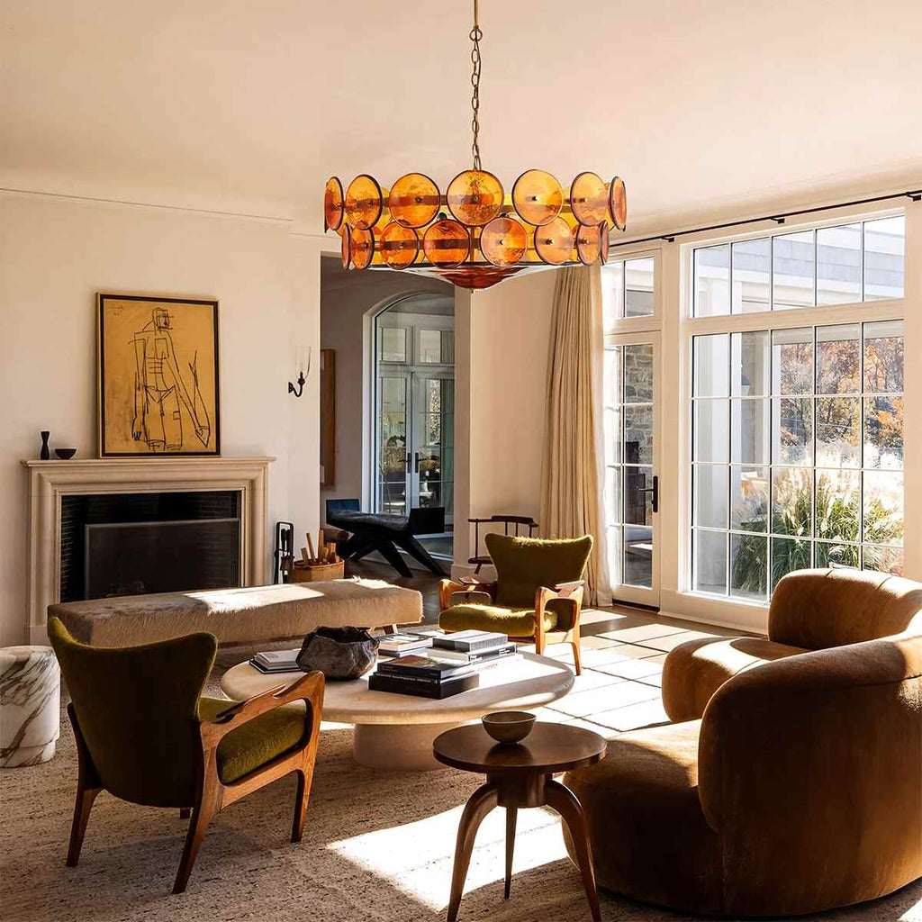 HaloSphere Stainless Steel And Glass Discs Chandelier