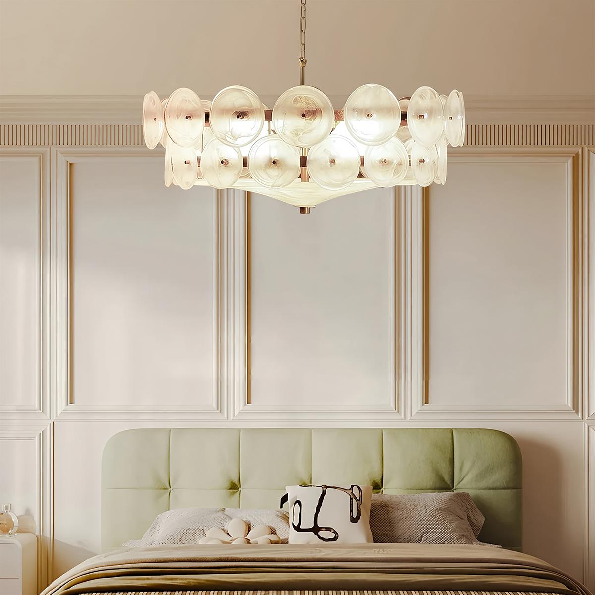 HaloSphere Stainless Steel And Glass Discs Chandelier