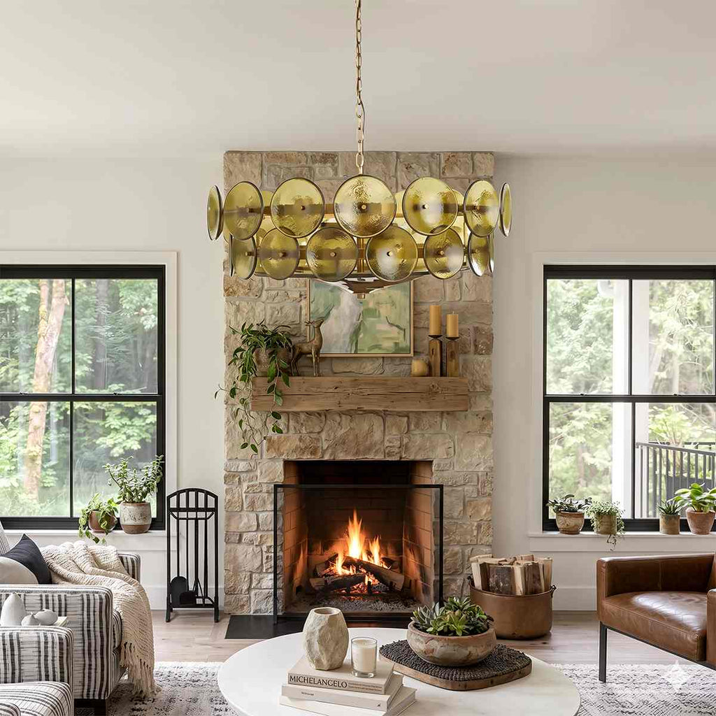 HaloSphere Stainless Steel And Glass Discs Chandelier