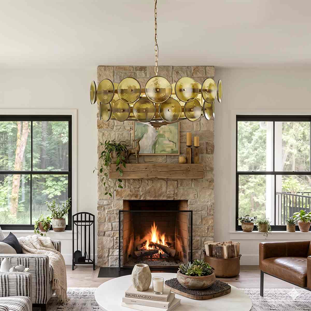 HaloSphere Stainless Steel And Glass Discs Chandelier