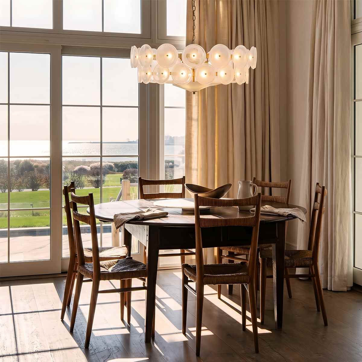 HaloSphere Stainless Steel And Glass Discs Chandelier
