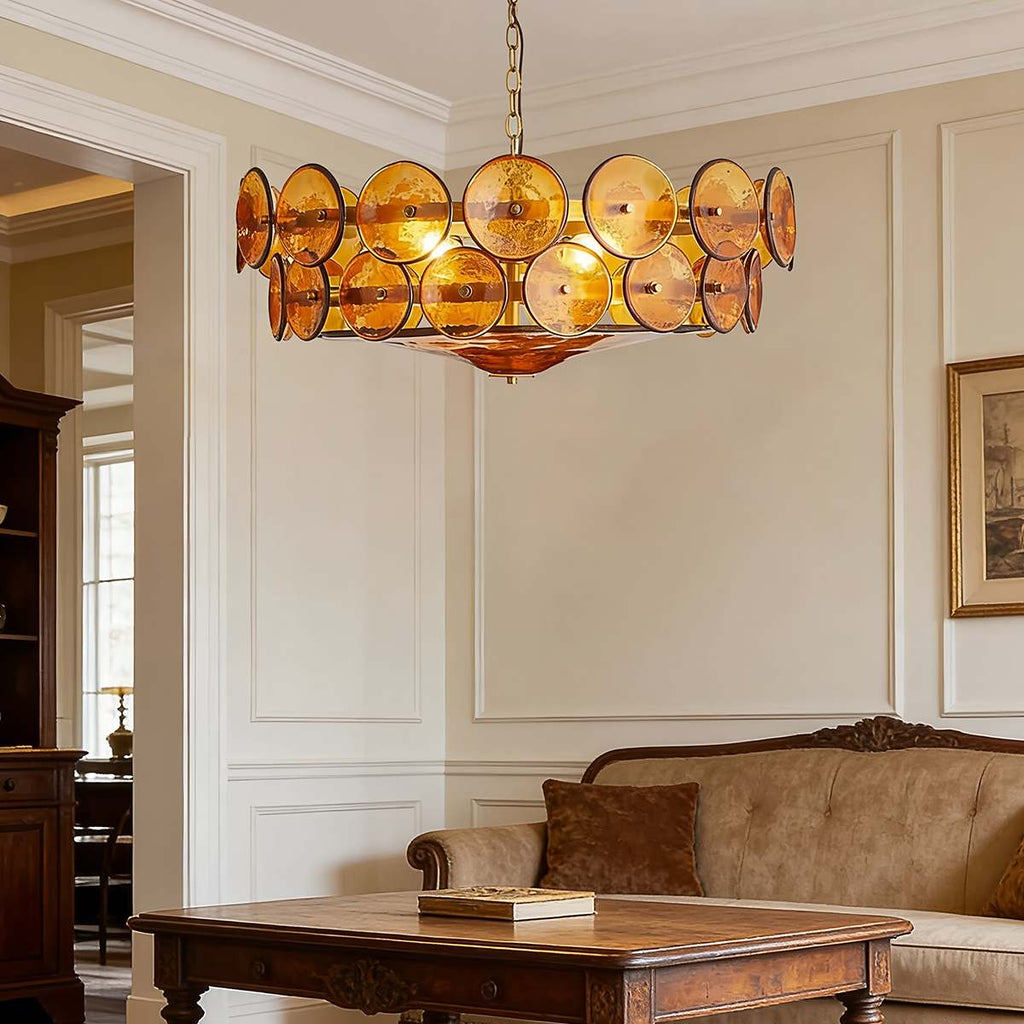 HaloSphere Stainless Steel And Glass Discs Chandelier