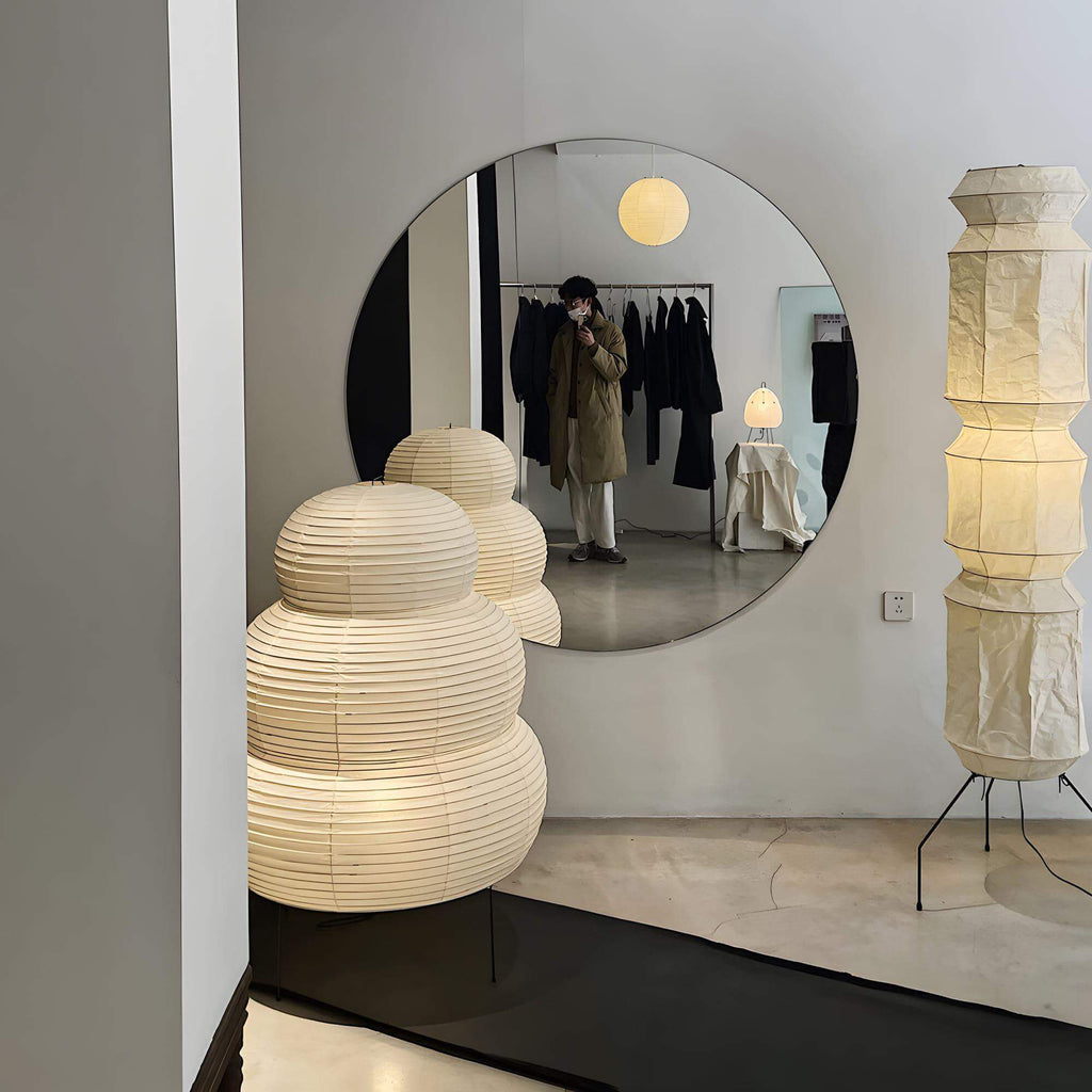 LumiWashi Aura 25N állólámpa kézzel készített kerek washi papír lámpás fény  