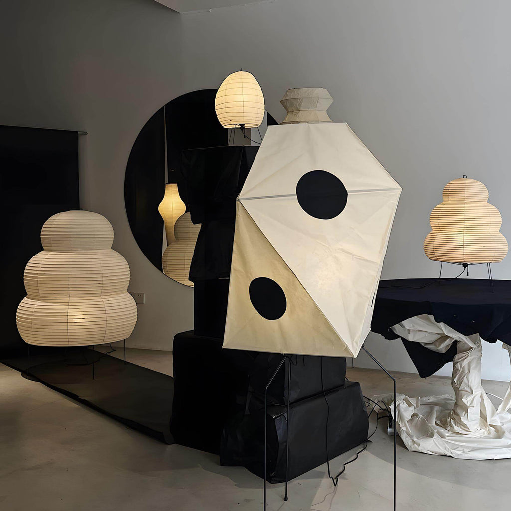 LumiWashi Aura 25N állólámpa kézzel készített kerek washi papír lámpás fény  