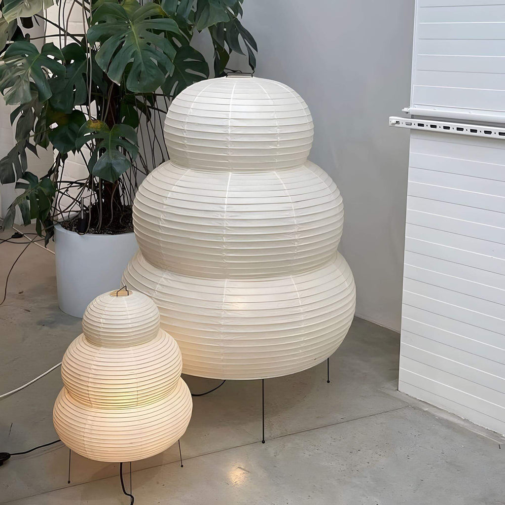 LumiWashi Aura 25N állólámpa kézzel készített kerek washi papír lámpás fény  